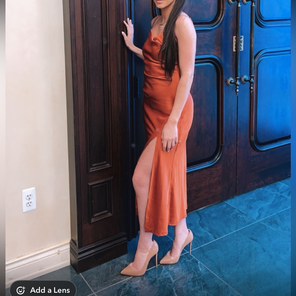 PLT satin dress with slit